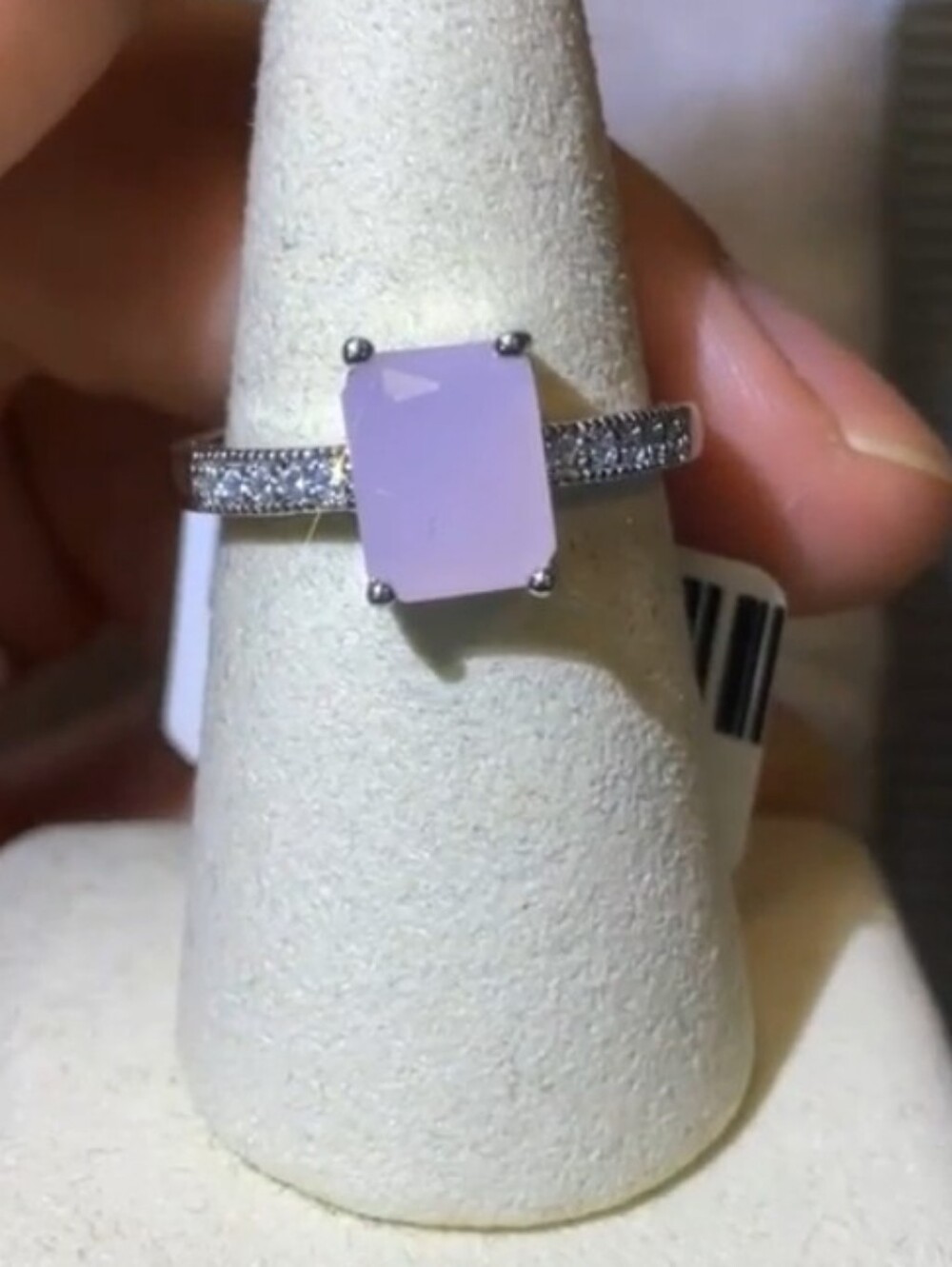 NWT Lavender/pink Rectangular Stone Pavé Band Ring - Women